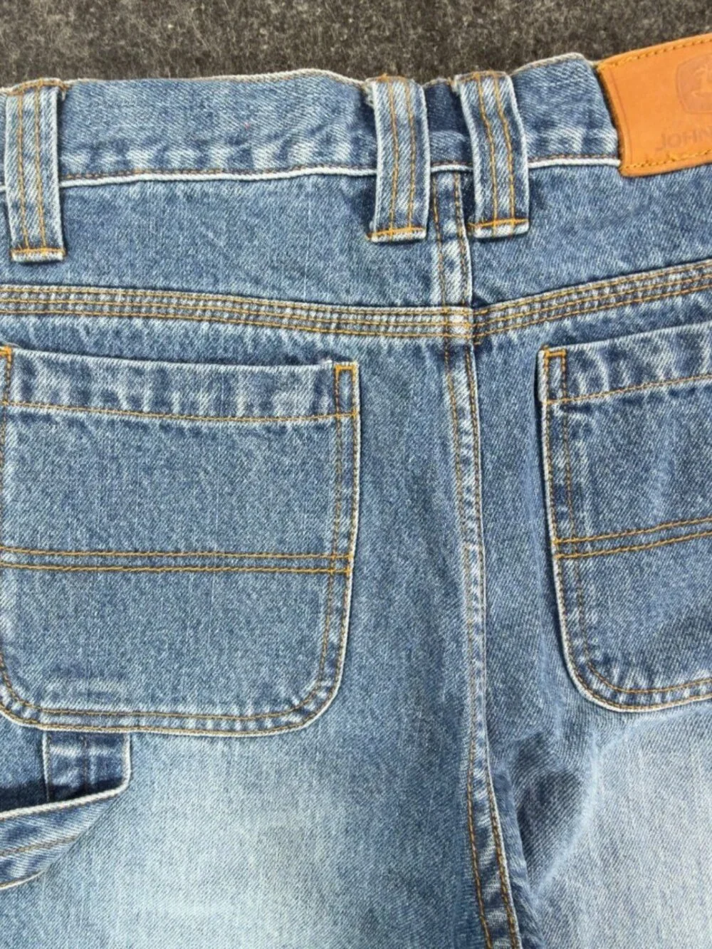 VTG John Deere Carpenter Shorts Boys 12 Denim Utility Workwear Jorts NOS NWT